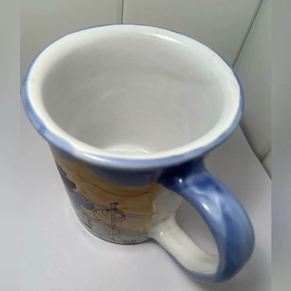 Vintage Cowboy mug outdoor western scene Hand Painted art Mug Artist signed - Picture 3 of 16